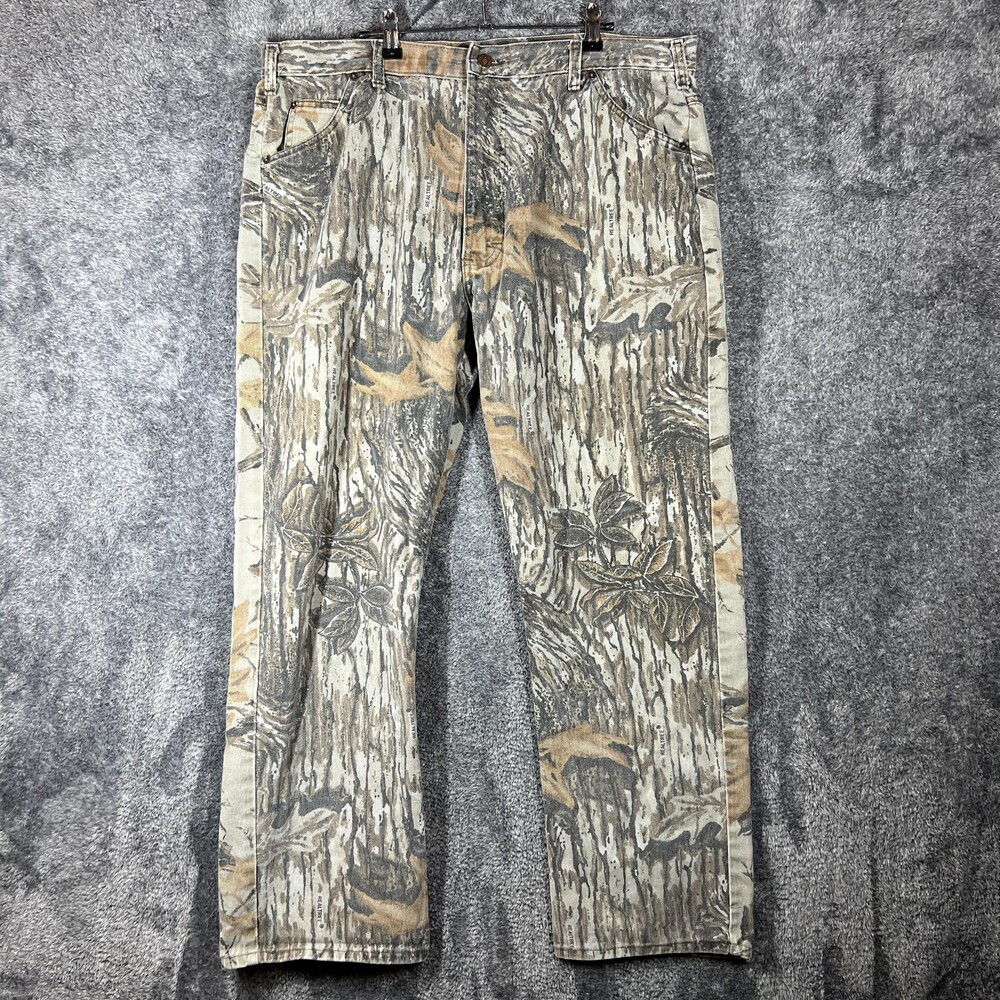 Vintage Duxbak Jeans Mens 40x30 Realtree Camo 5 Pocket Hunting USA Denim 90s